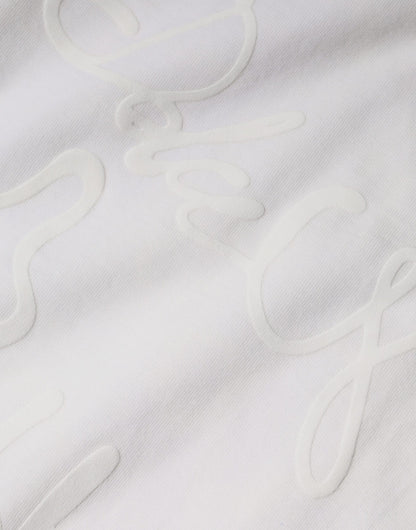Camiseta de algodón con cuello redondo y estampado de logotipo blanco
