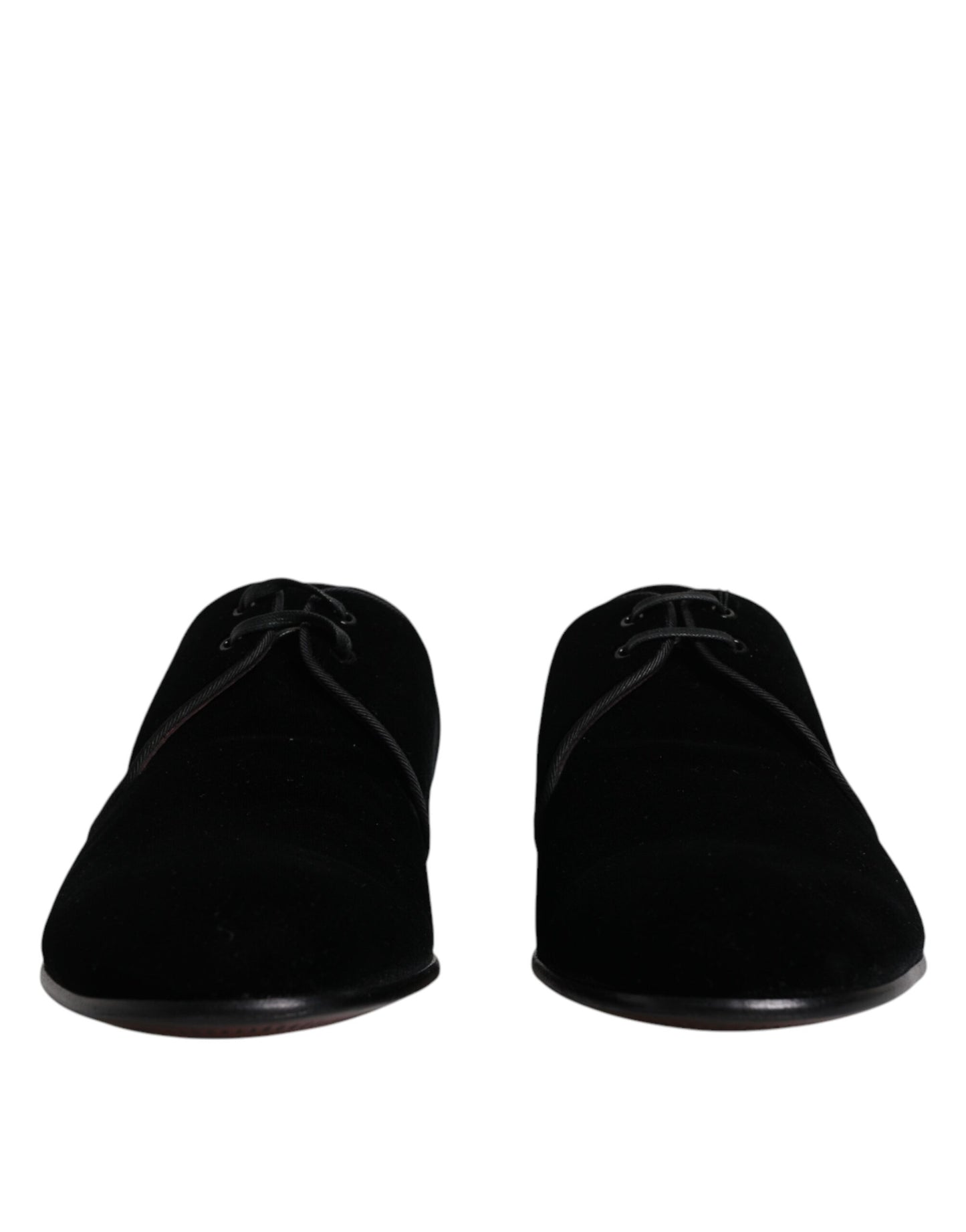Zapatos Derby de piel de terciopelo negro con cordones