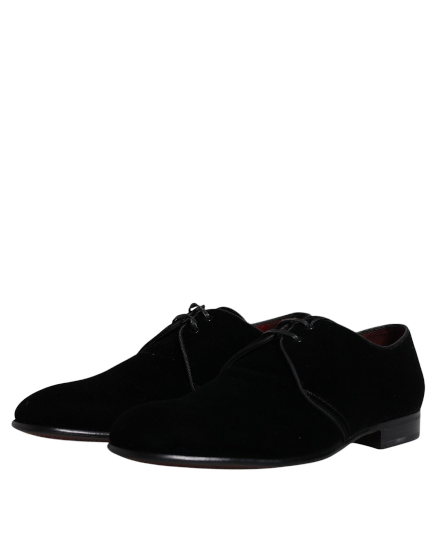 Zapatos Derby de piel de terciopelo negro con cordones