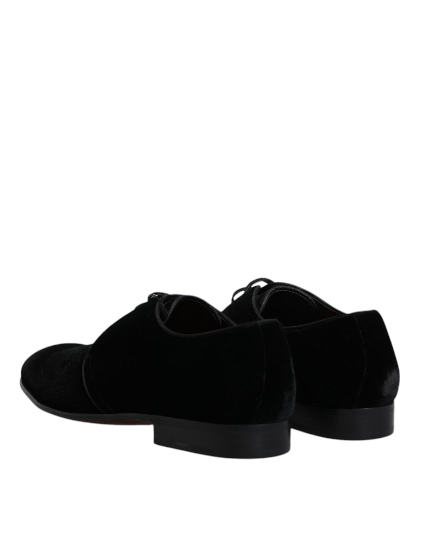 Zapatos Derby de piel de terciopelo negro con cordones