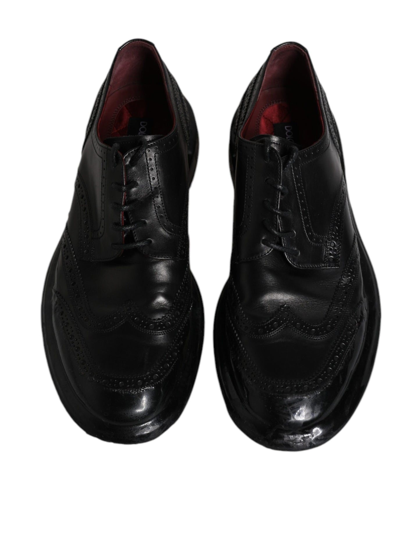 Zapatos formales Derby de cuero negro con punta de ala