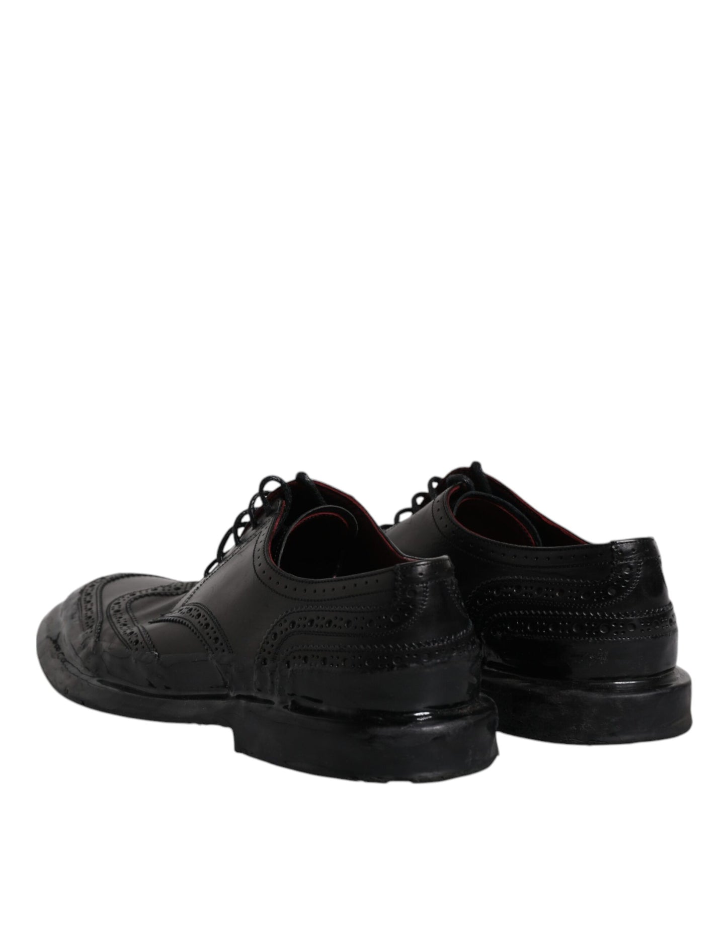 Zapatos formales Derby de cuero negro con punta de ala
