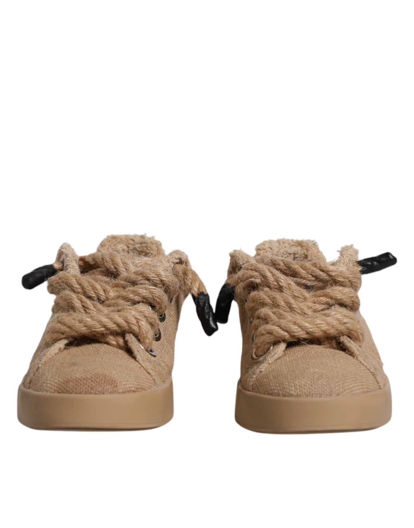 Zapatillas deportivas bajas de tela de yute marrón para hombre