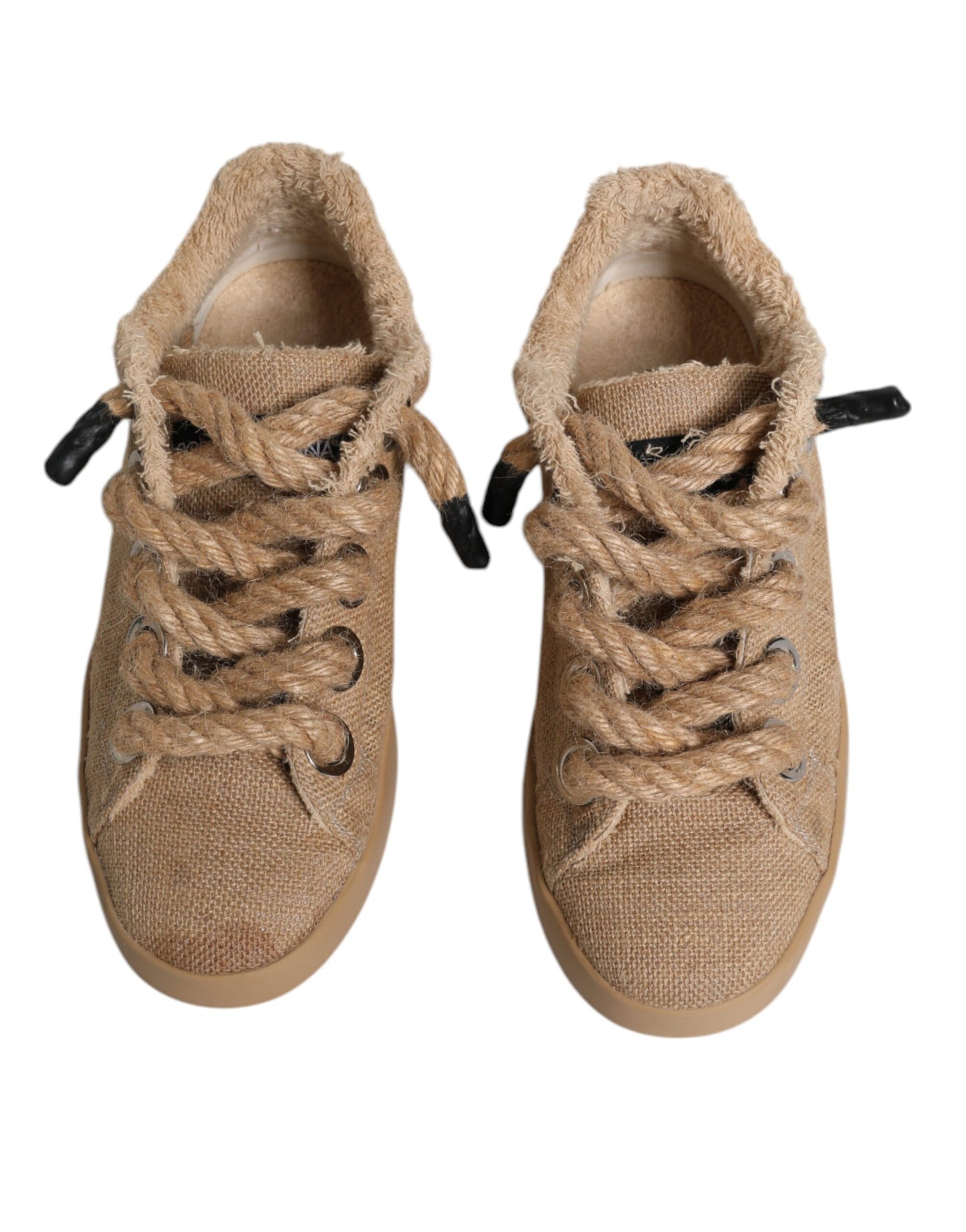 Zapatillas deportivas bajas de tela de yute marrón para hombre