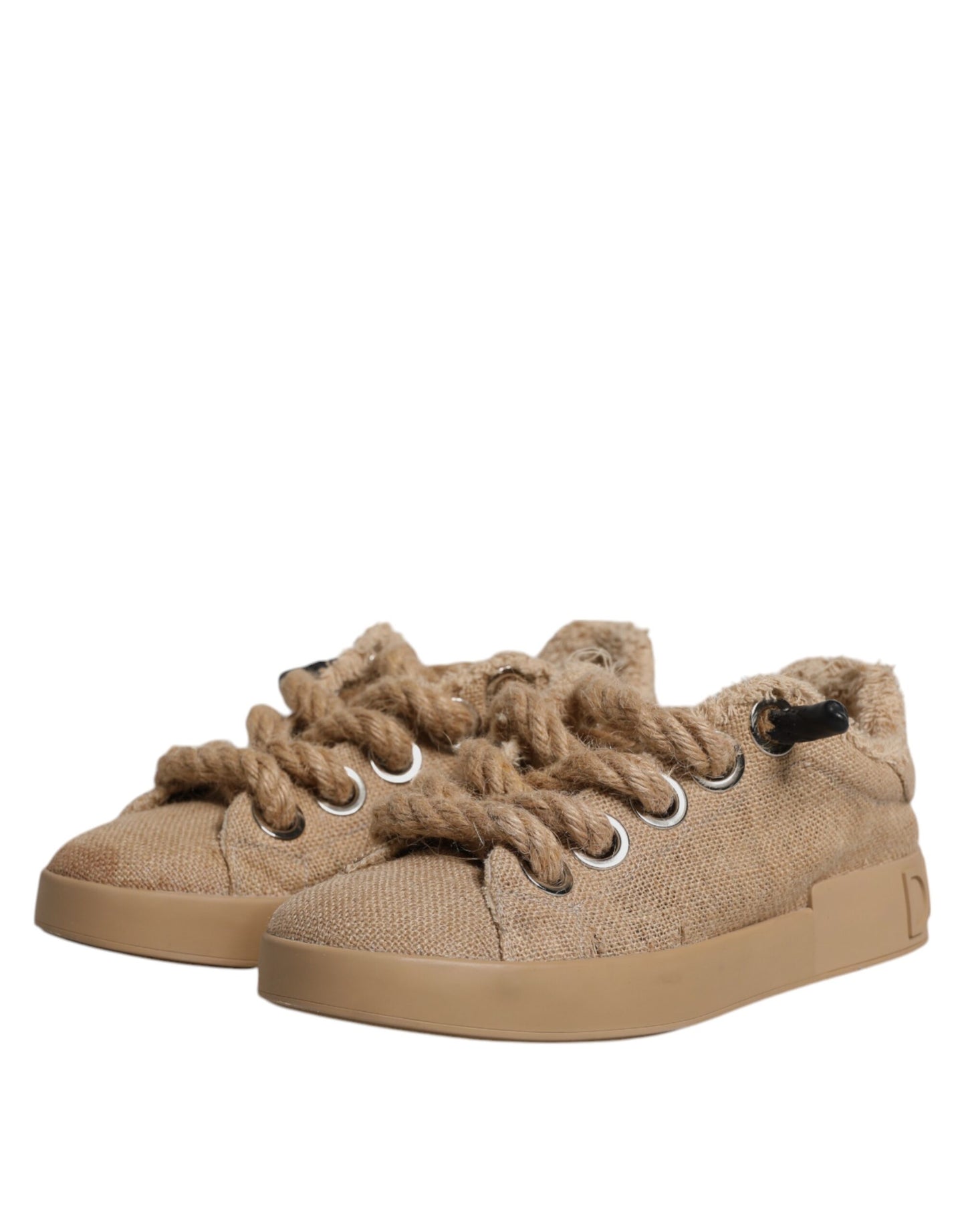 Zapatillas deportivas bajas de tela de yute marrón para hombre