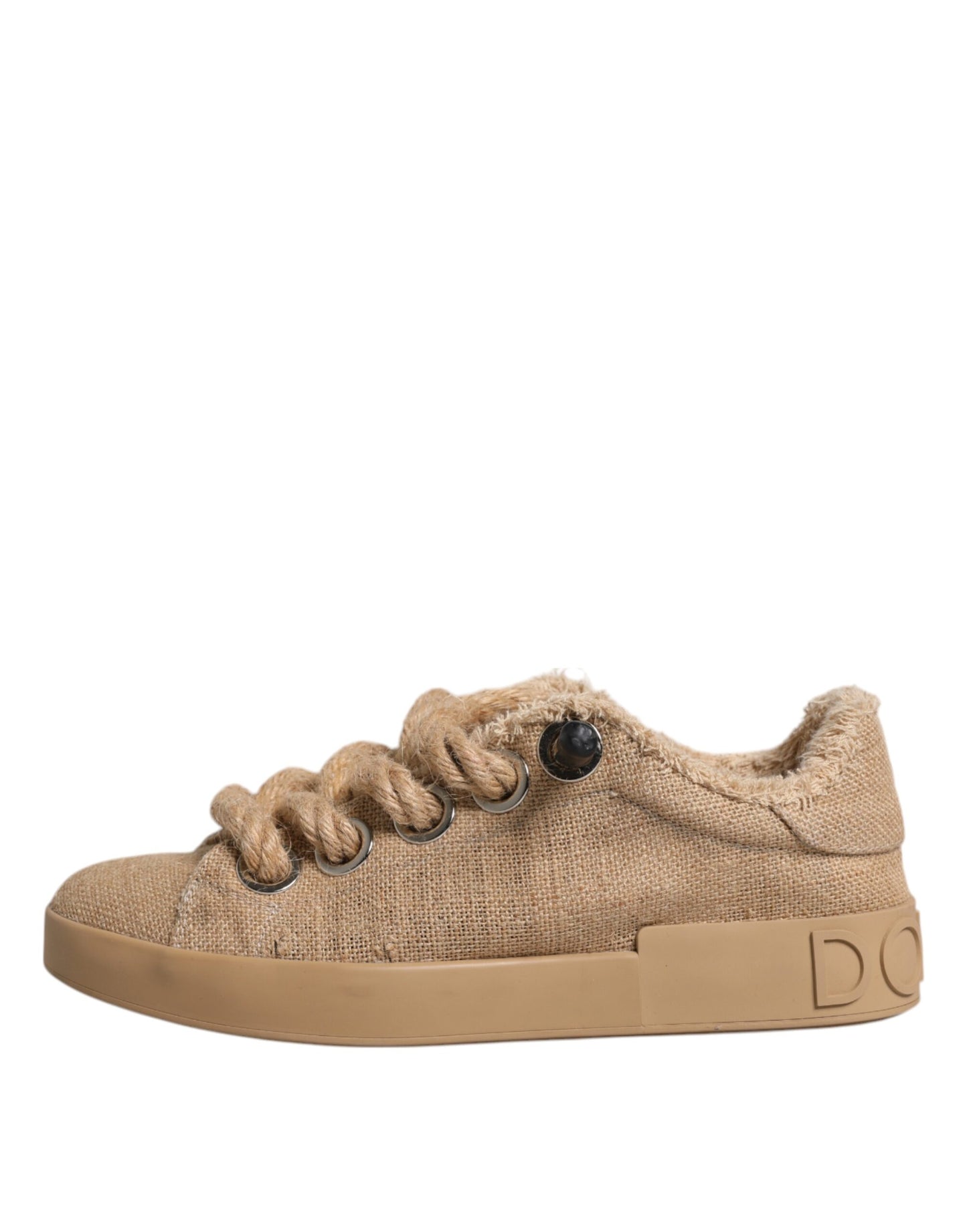 Zapatillas deportivas bajas de tela de yute marrón para hombre