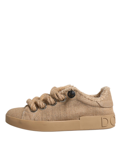 Zapatillas deportivas bajas de tela de yute marrón para hombre