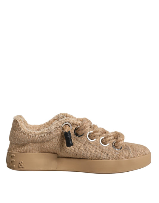 Zapatillas deportivas bajas de tela de yute marrón para hombre