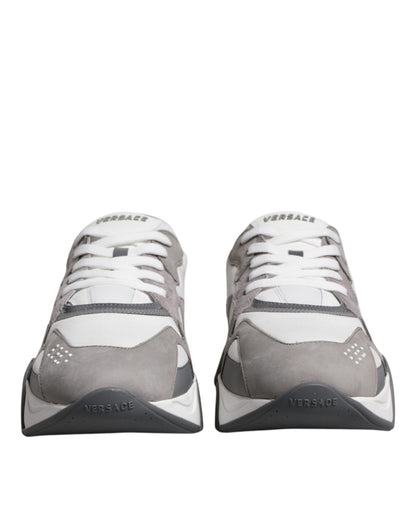 Zapatillas deportivas bajas y gruesas de neopreno de cuero gris Squalo