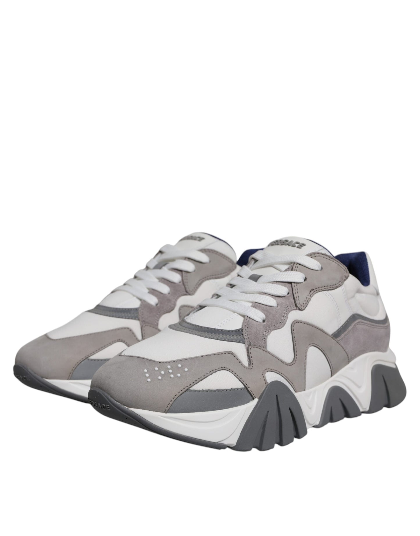 Zapatillas deportivas bajas y gruesas de neopreno de cuero gris Squalo