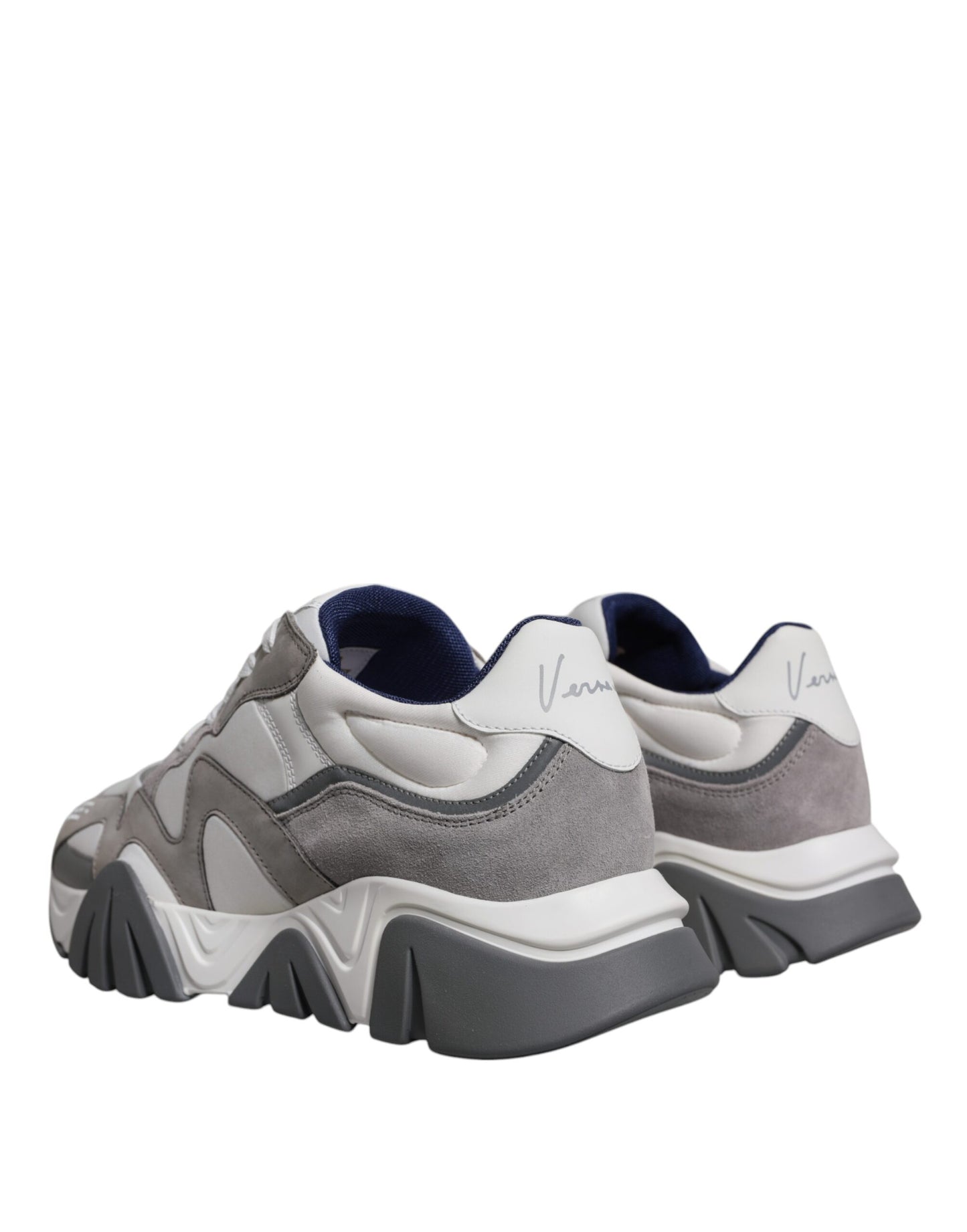 Zapatillas deportivas bajas y gruesas de neopreno de cuero gris Squalo
