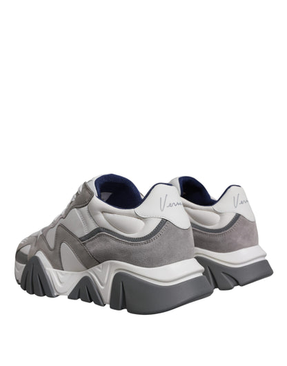 Zapatillas deportivas bajas y gruesas de neopreno de cuero gris Squalo