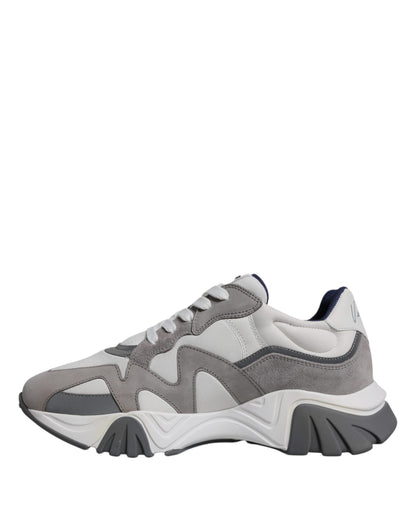 Zapatillas deportivas bajas y gruesas de neopreno de cuero gris Squalo