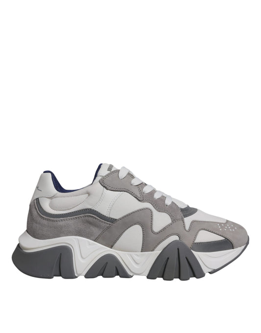 Zapatillas deportivas bajas y gruesas de neopreno de cuero gris Squalo