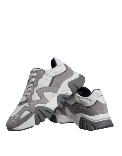Zapatillas deportivas bajas y gruesas de neopreno de cuero gris Squalo