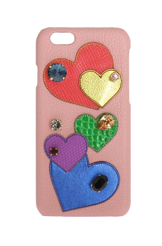 Funda elegante de cuero rosa con cristales para iPhone