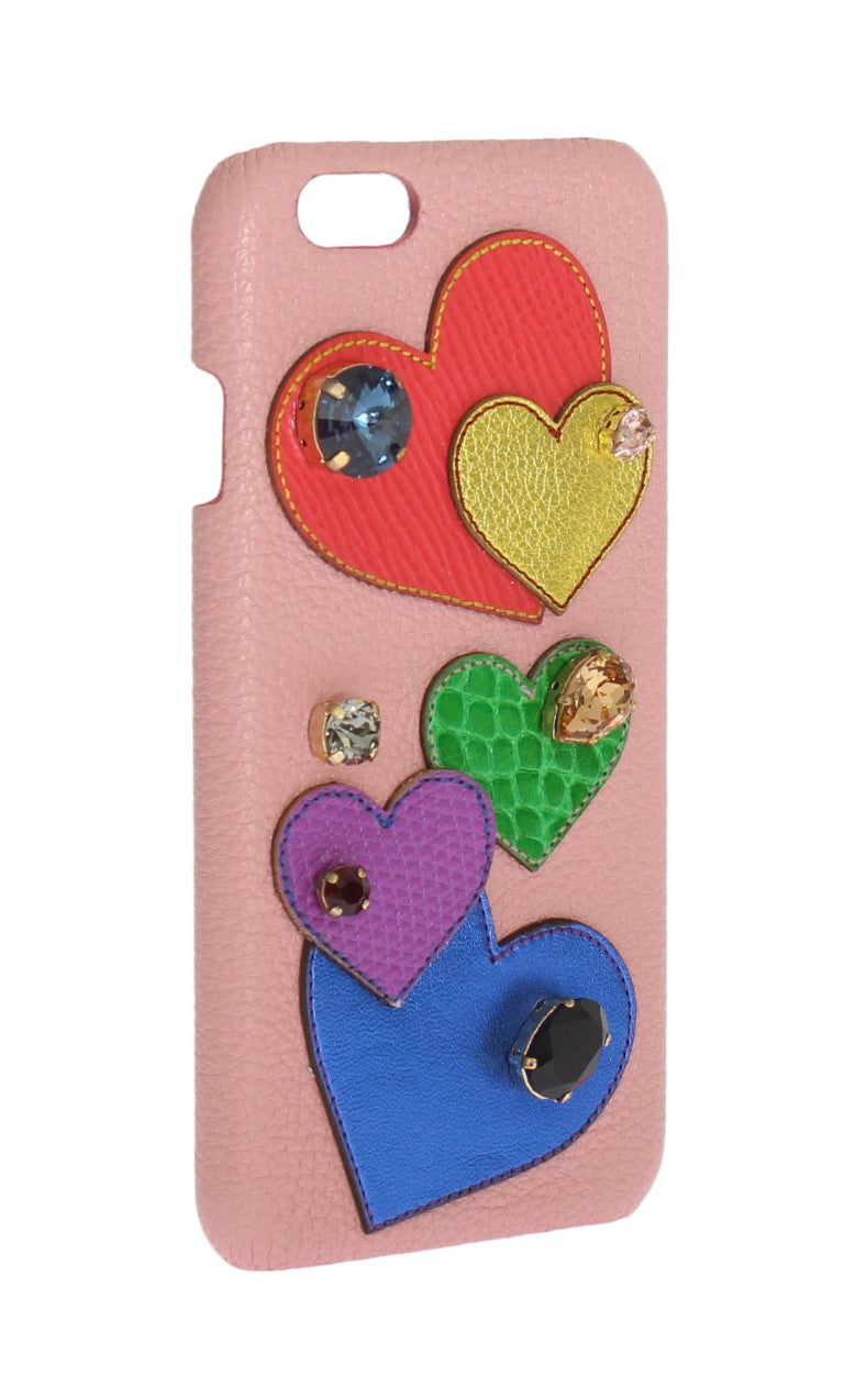 Funda elegante de cuero rosa con cristales para iPhone