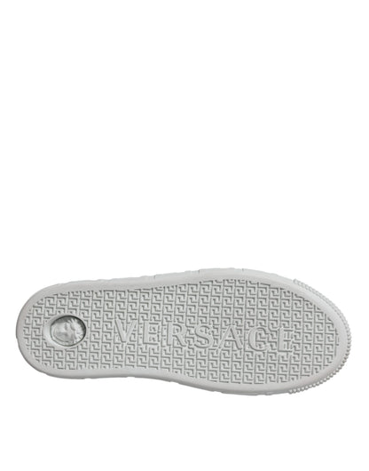 Zapatillas deportivas bajas con plataforma y estampado de Greca en blanco y rosa