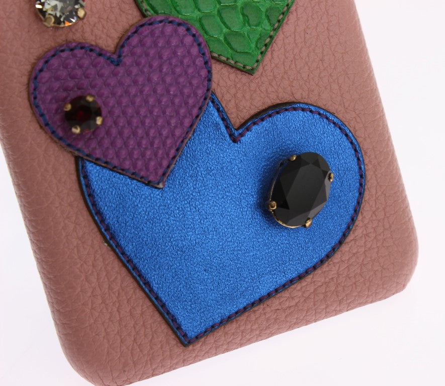 Funda elegante de cuero rosa con cristales para iPhone