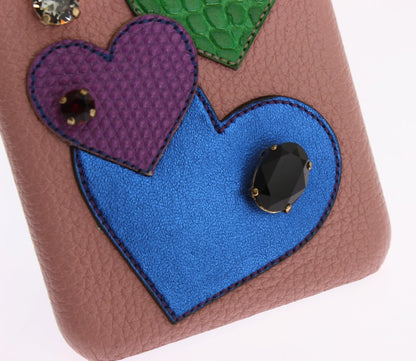 Funda elegante de cuero rosa con cristales para iPhone