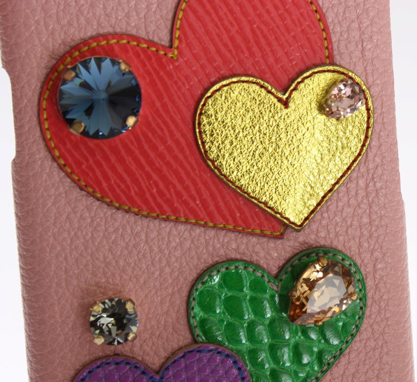 Funda elegante de cuero rosa con cristales para iPhone
