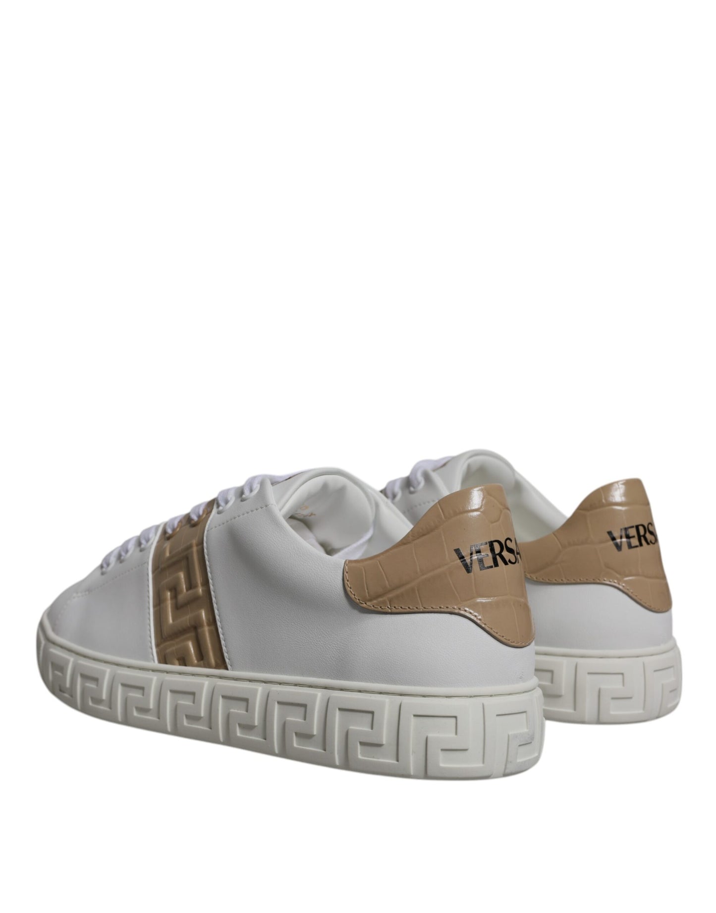 Zapatillas deportivas bajas de TPU con estampado Greca en blanco y marrón para hombre