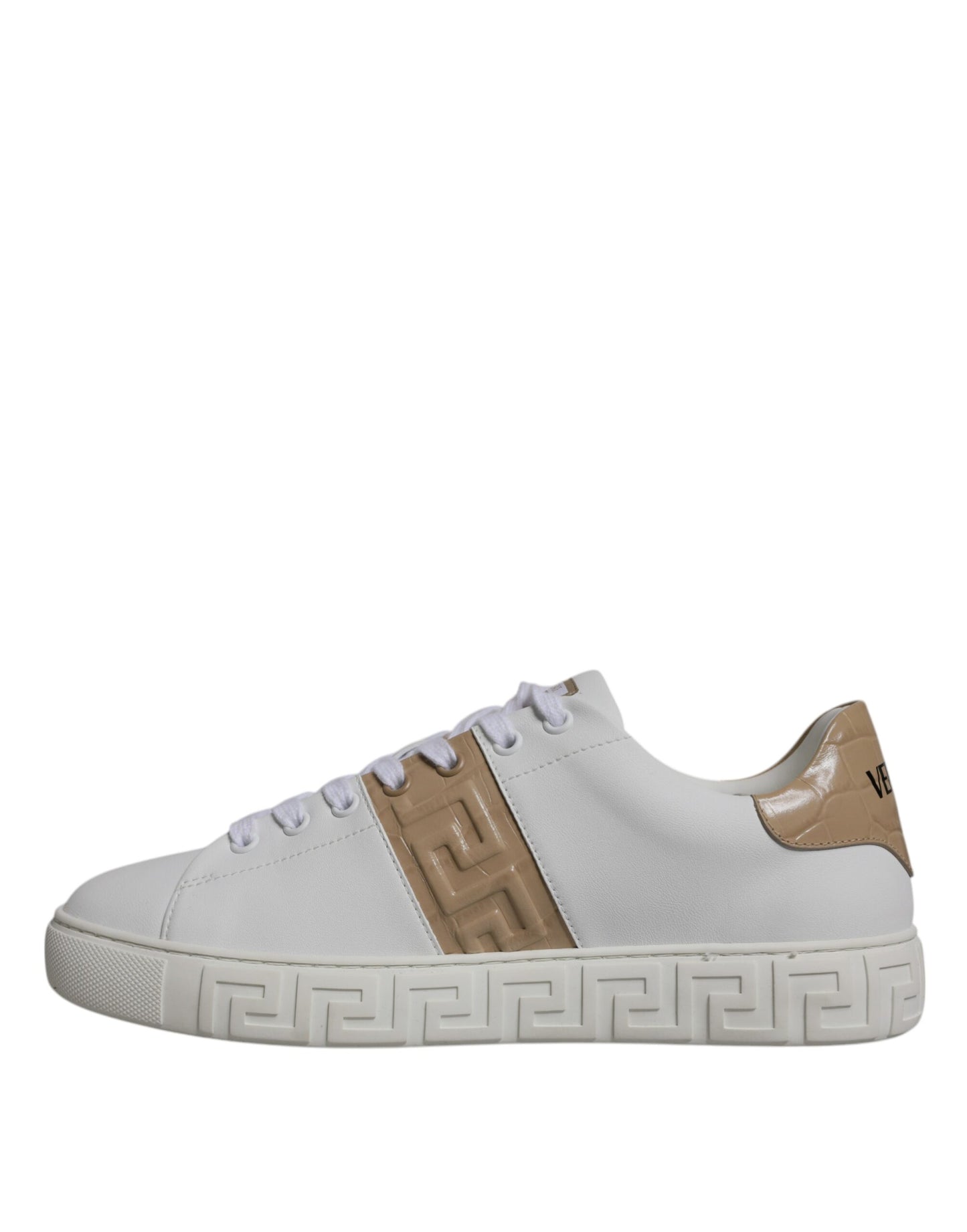 Zapatillas deportivas bajas de TPU con estampado Greca en blanco y marrón para hombre