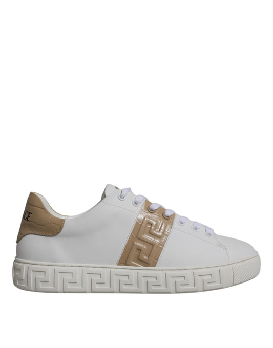 Zapatillas deportivas bajas de TPU con estampado Greca en blanco y marrón para hombre