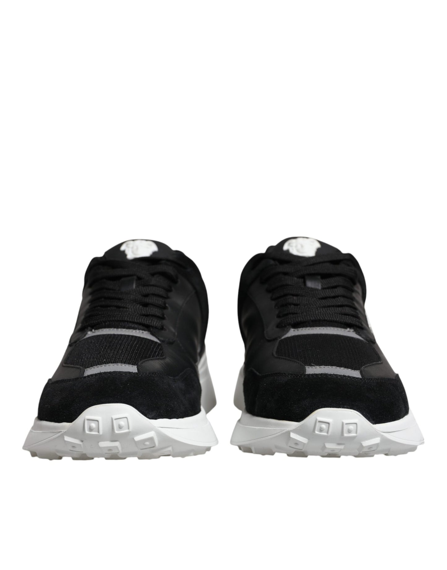 Zapatillas deportivas bajas Medusa de lona negra con tejido cuádruple