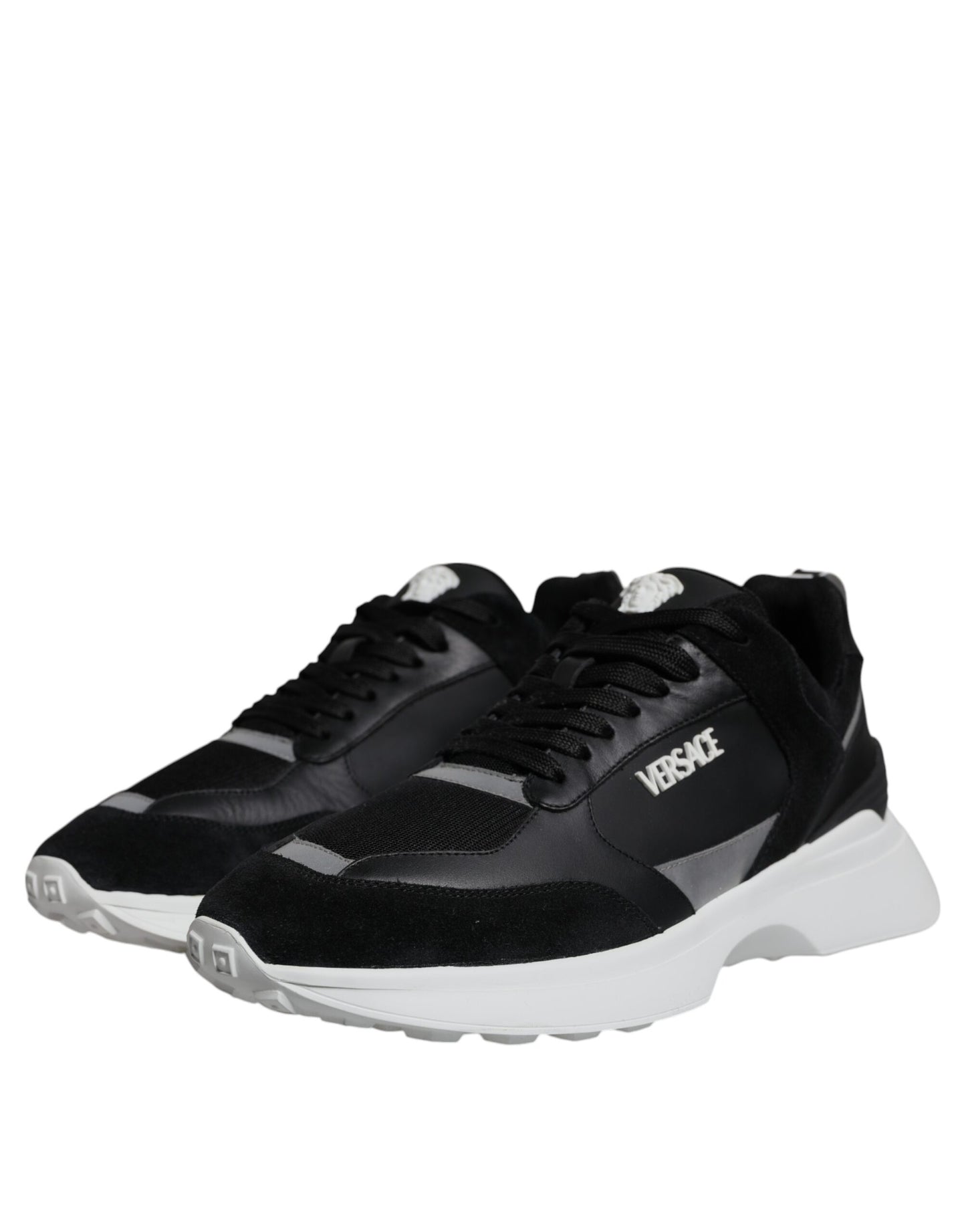 Zapatillas deportivas bajas Medusa de lona negra con tejido cuádruple