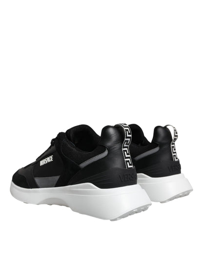 Zapatillas deportivas bajas Medusa de lona negra con tejido cuádruple