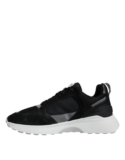 Zapatillas deportivas bajas Medusa de lona negra con tejido cuádruple