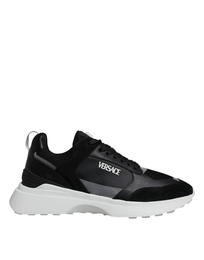 Zapatillas deportivas bajas Medusa de lona negra con tejido cuádruple