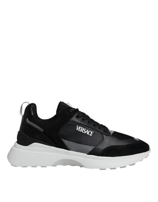 Zapatillas deportivas bajas Medusa de lona negra con tejido cuádruple