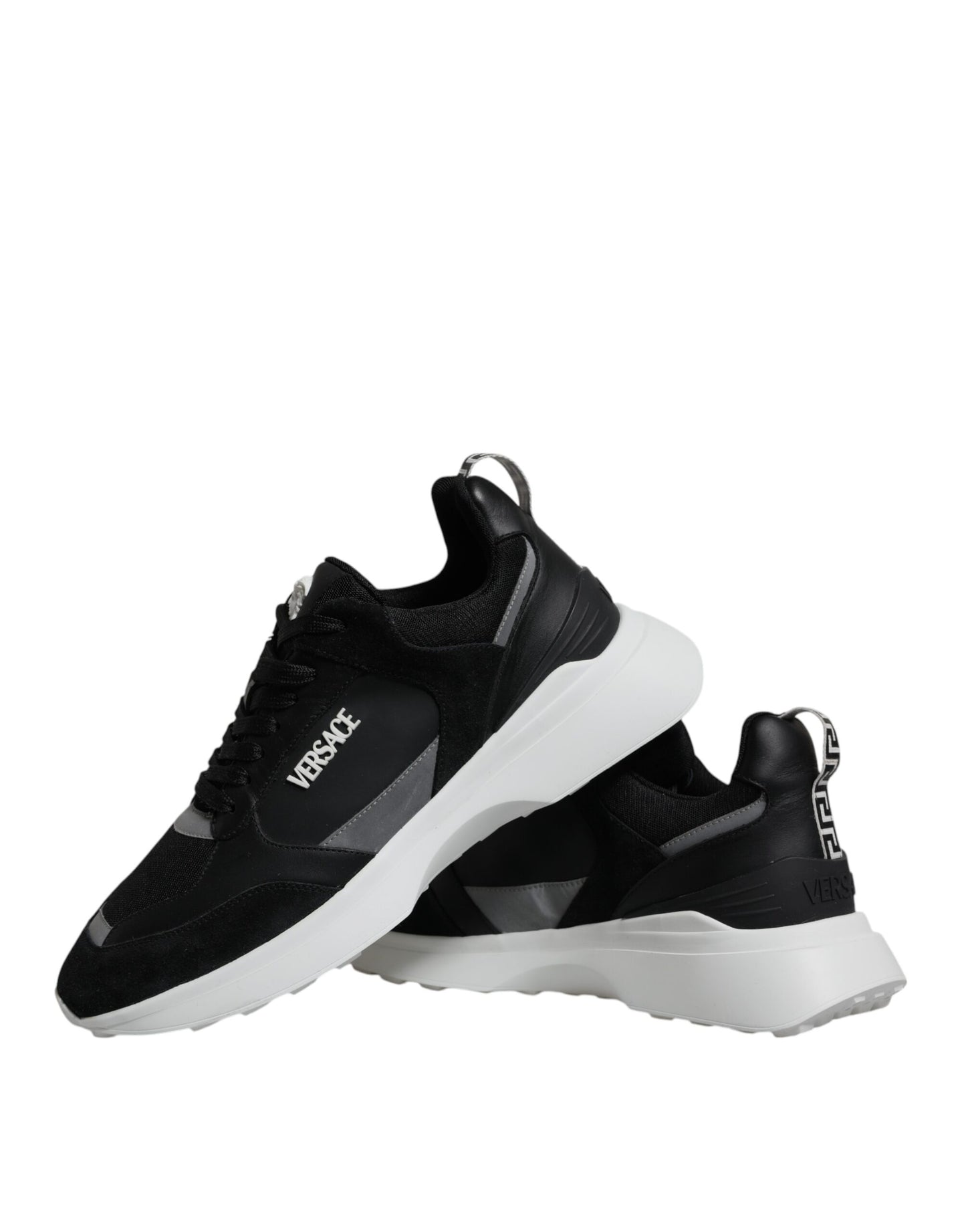 Zapatillas deportivas bajas Medusa de lona negra con tejido cuádruple
