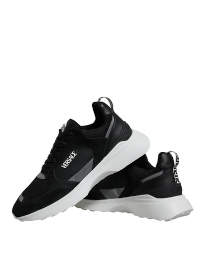 Zapatillas deportivas bajas Medusa de lona negra con tejido cuádruple