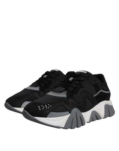 Zapatillas bajas gruesas de neopreno y cuero negro Squalo Shoes