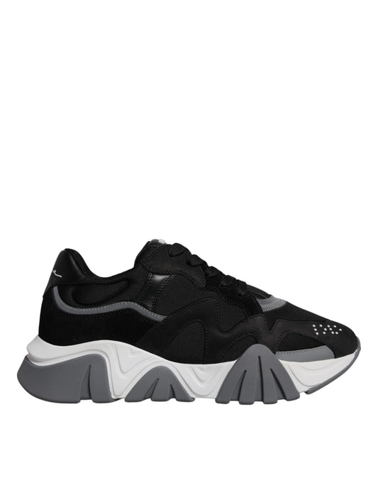 Zapatillas bajas gruesas de neopreno y cuero negro Squalo Shoes