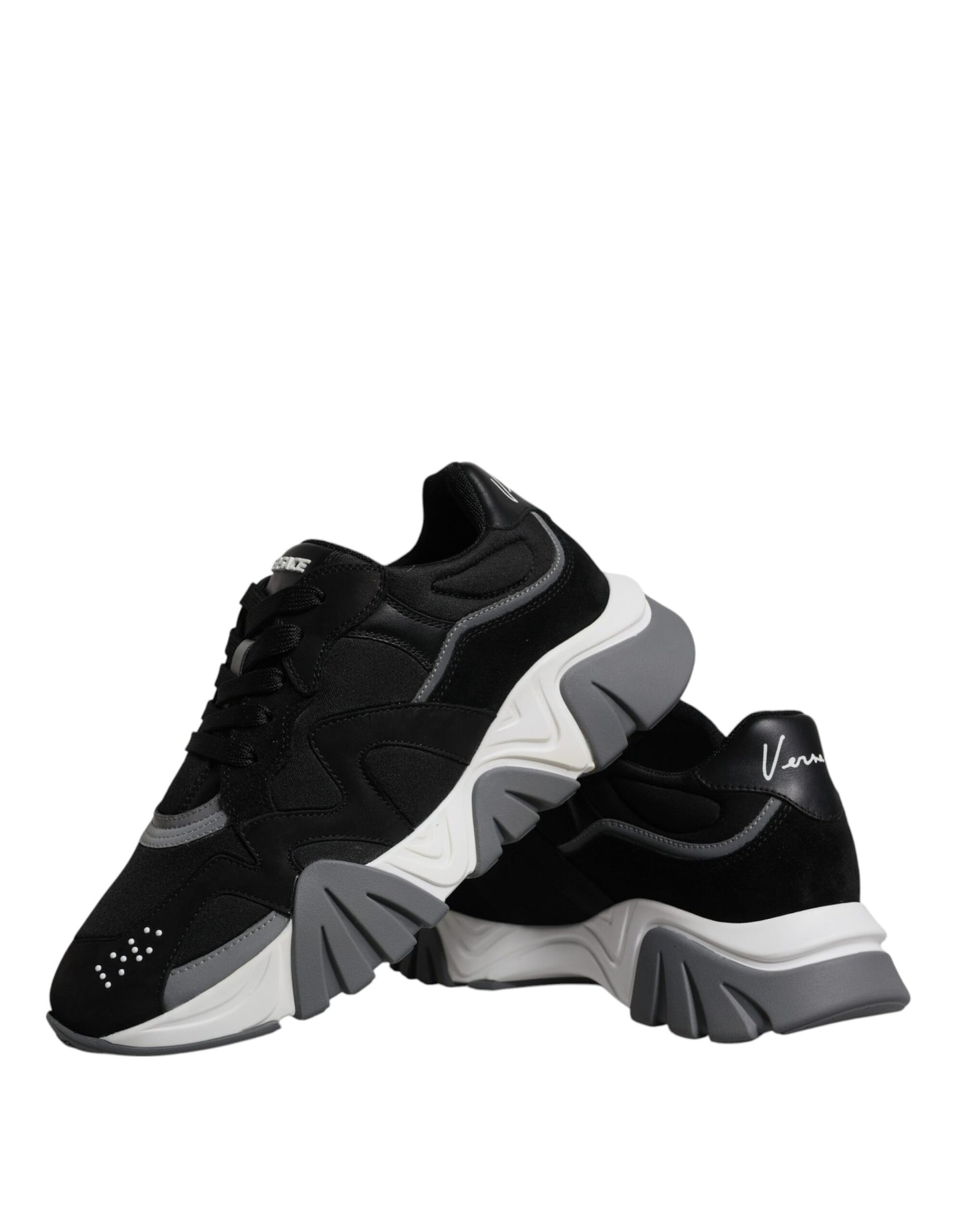 Zapatillas bajas gruesas de neopreno y cuero negro Squalo Shoes