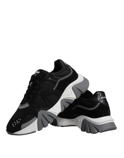 Zapatillas bajas gruesas de neopreno y cuero negro Squalo Shoes