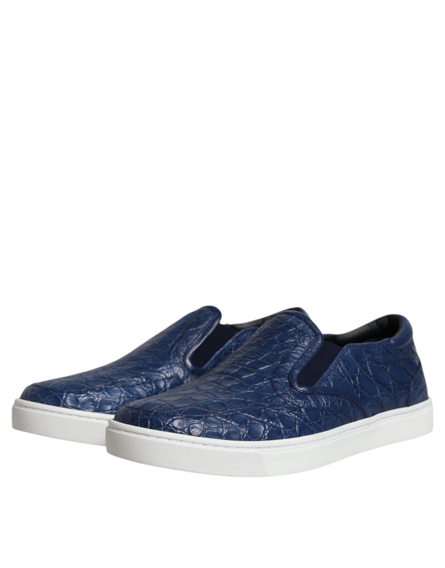 Zapatillas deportivas de piel exótica de cocodrilo azul para hombre