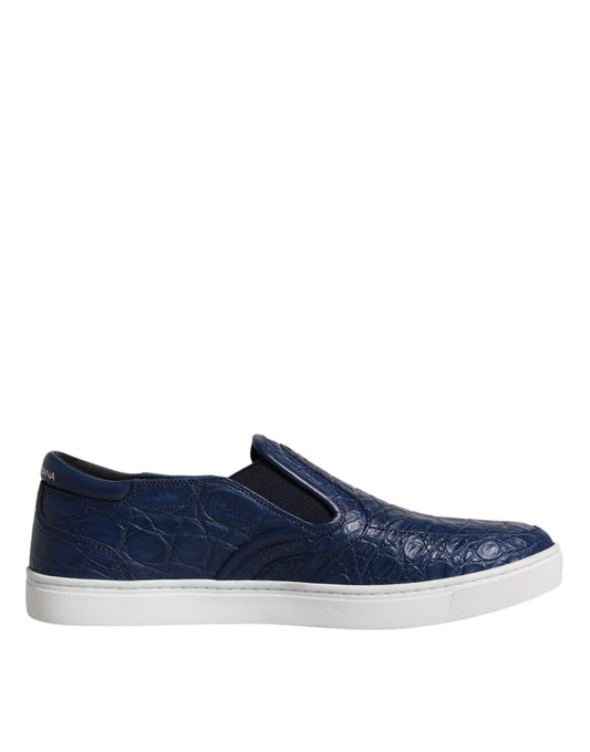 Zapatillas deportivas de piel exótica de cocodrilo azul para hombre