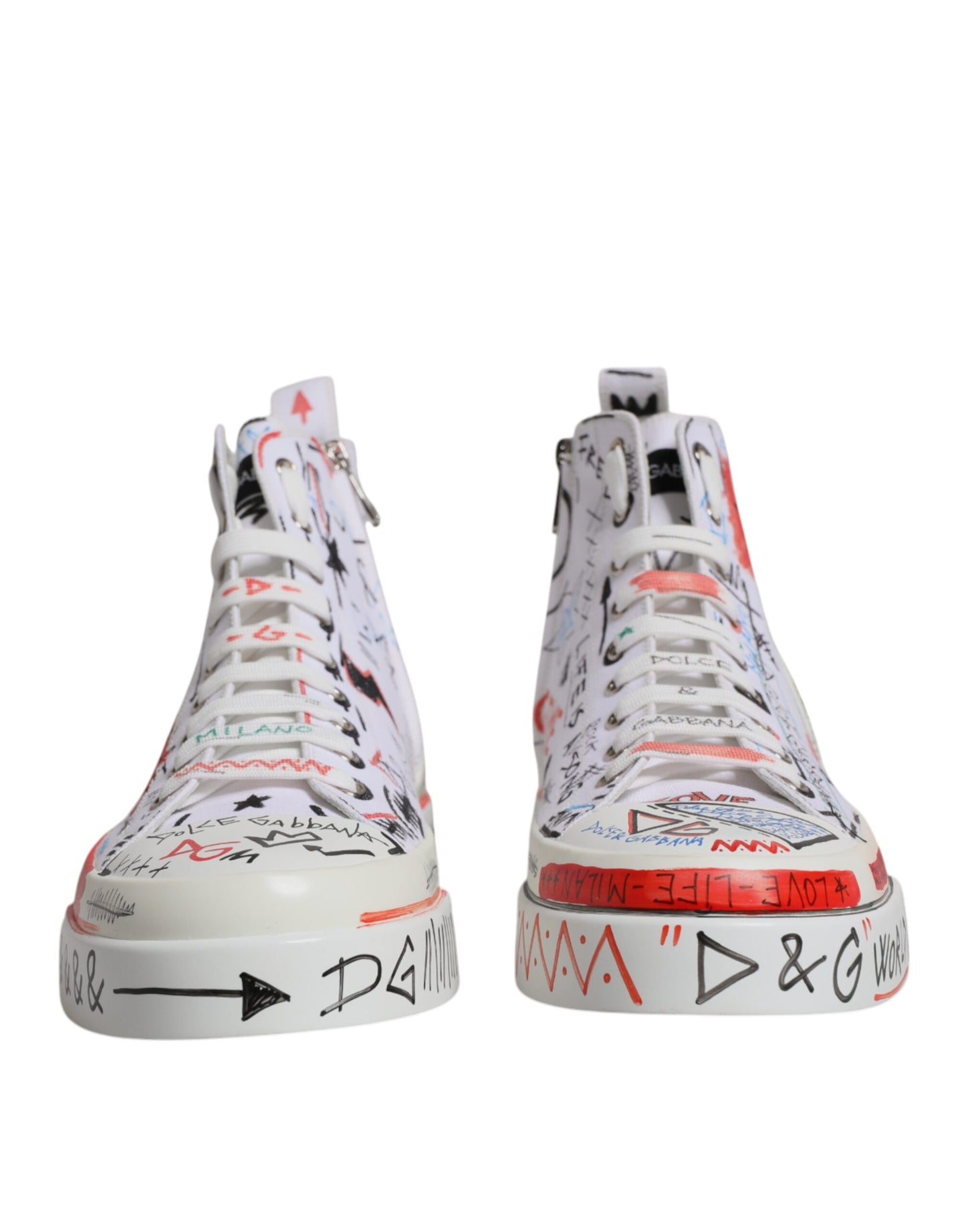 Zapatillas altas blancas de algodón con grafiti