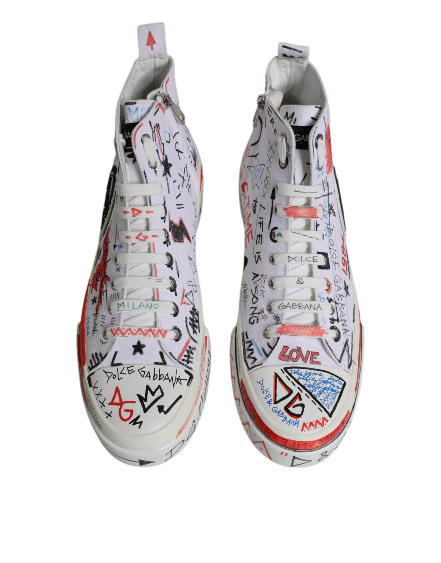 Zapatillas altas blancas de algodón con grafiti