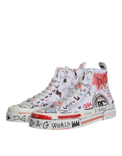 Zapatillas altas blancas de algodón con grafiti