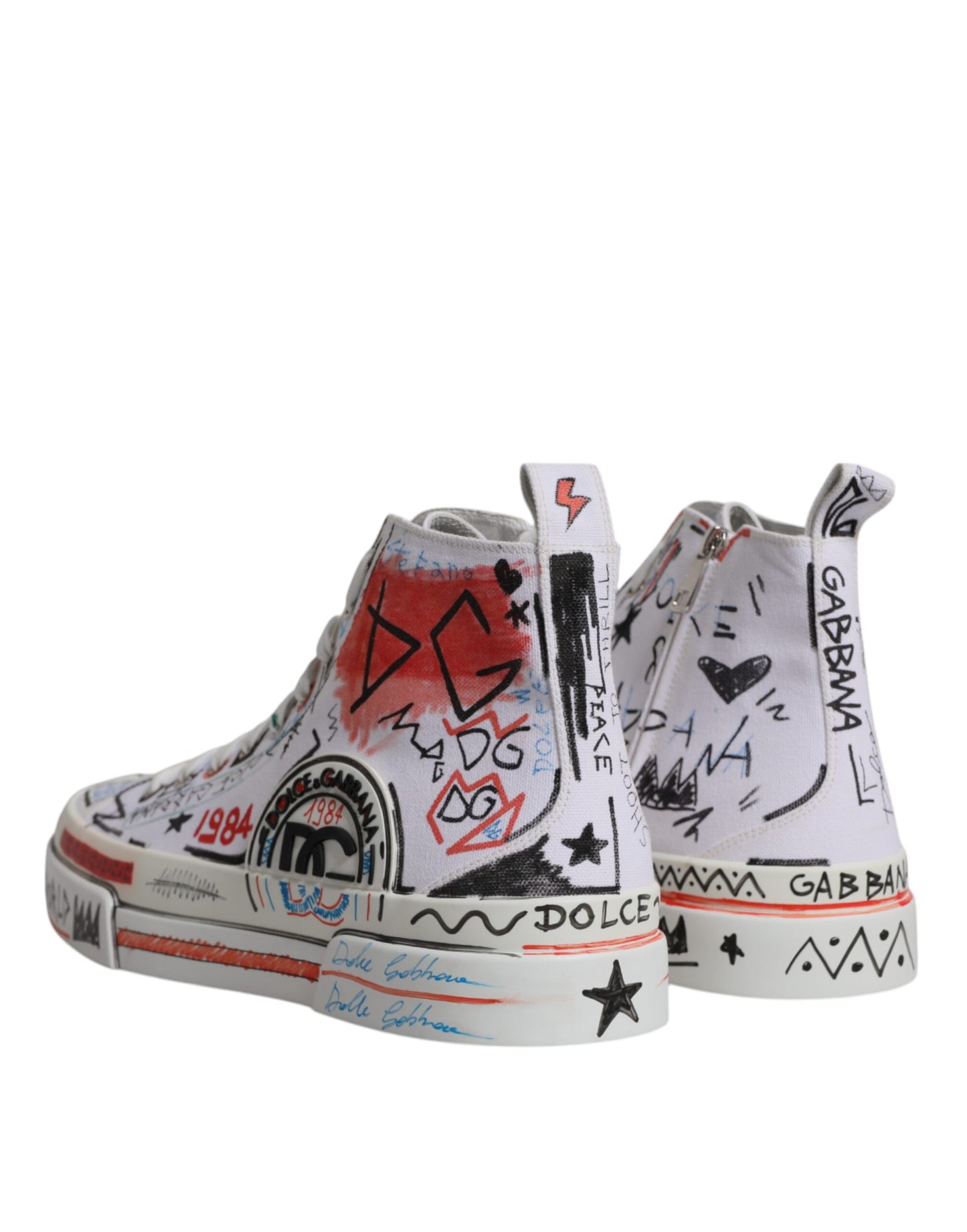 Zapatillas altas blancas de algodón con grafiti