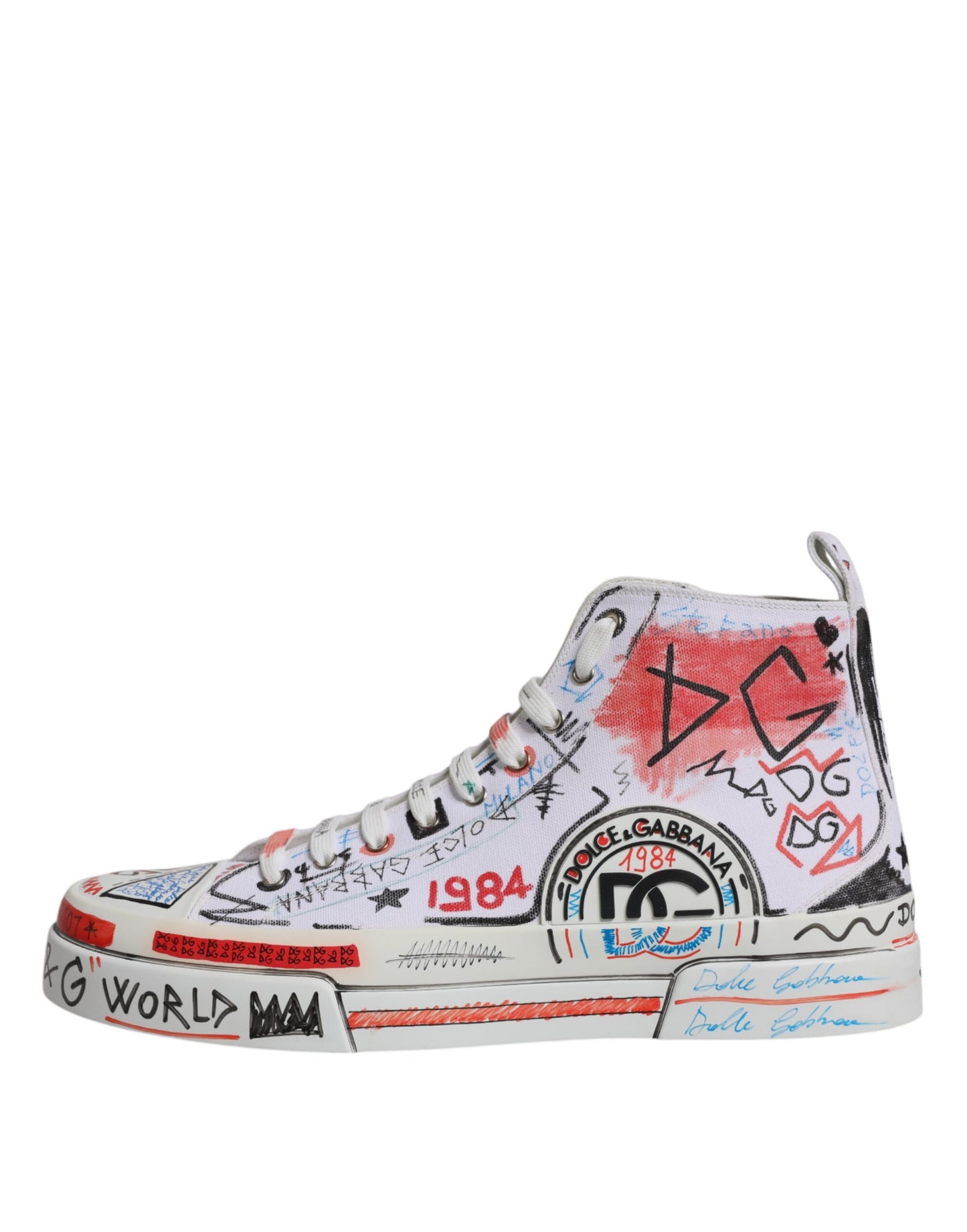 Zapatillas altas blancas de algodón con grafiti