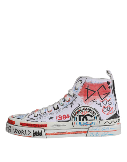Zapatillas altas blancas de algodón con grafiti