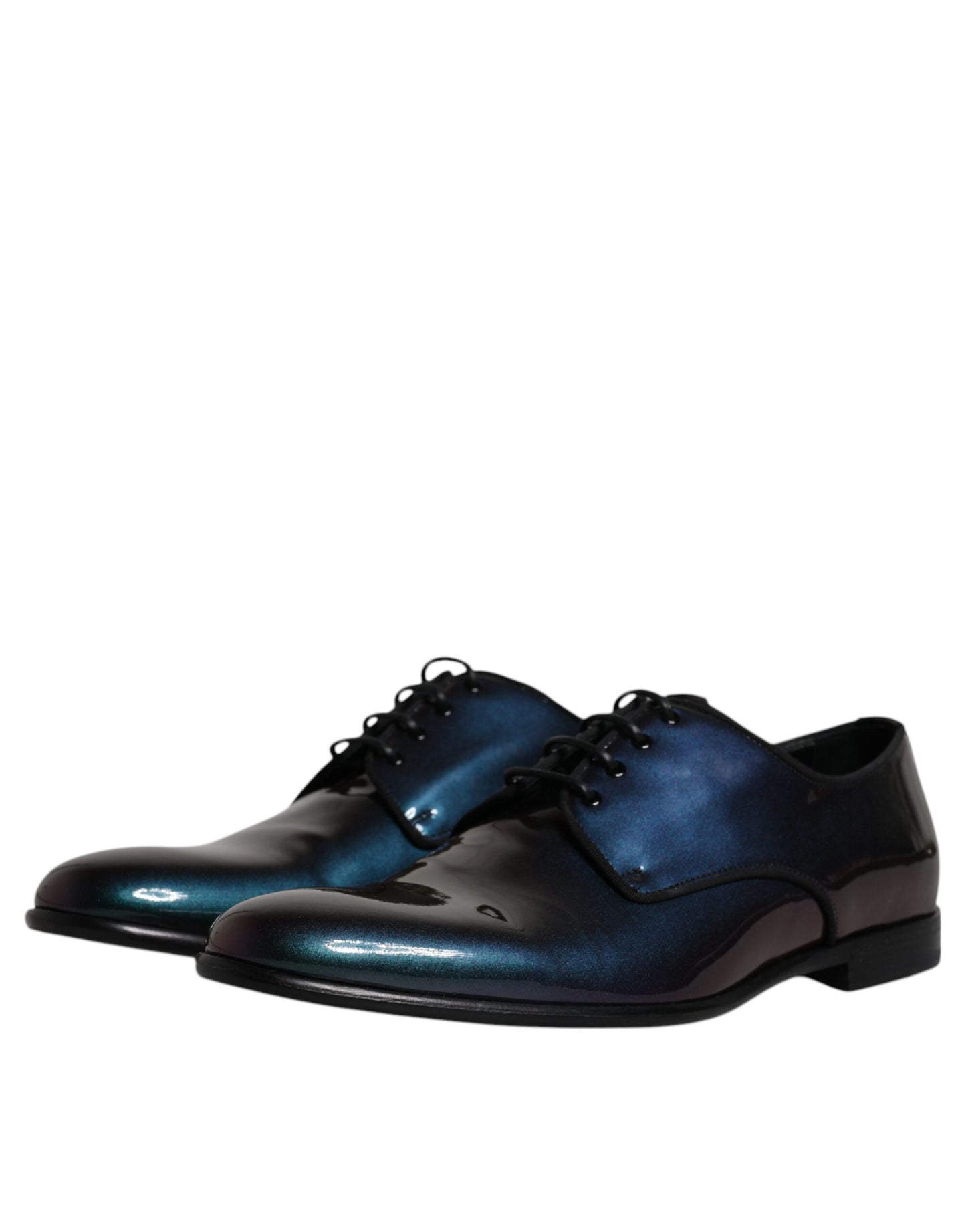 Zapatos de vestir Derby de piel charol con diseño de pavo real para hombre