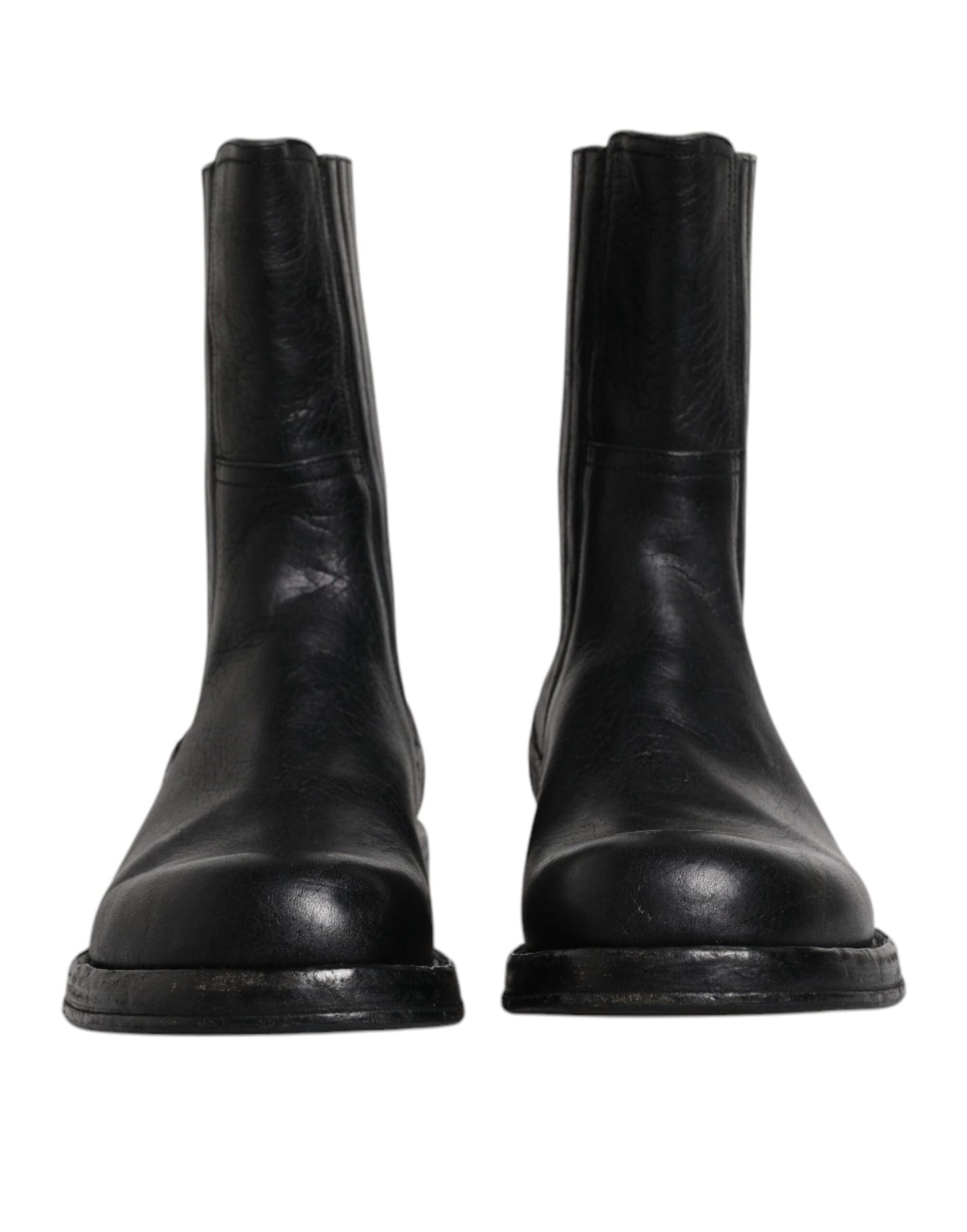 Botas de media pantorrilla de cuero de caballo negro